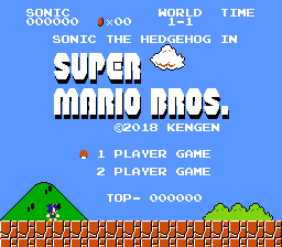 Sonic the Hedgehog in Super Mario Bros. background
